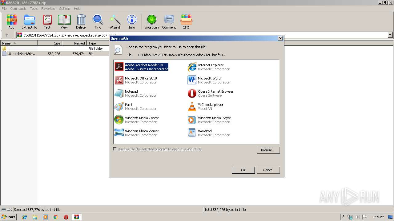 Analysis 6368201126477824.zip (MD5 5C95C69FD8F0D0EF2DDD03B488013882