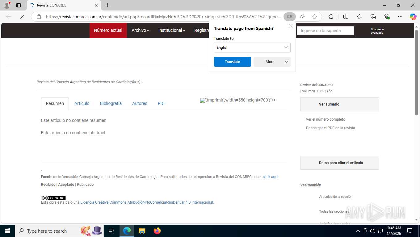 Malware analysis https://revistaconarec.com.ar/contenido/art.php ...