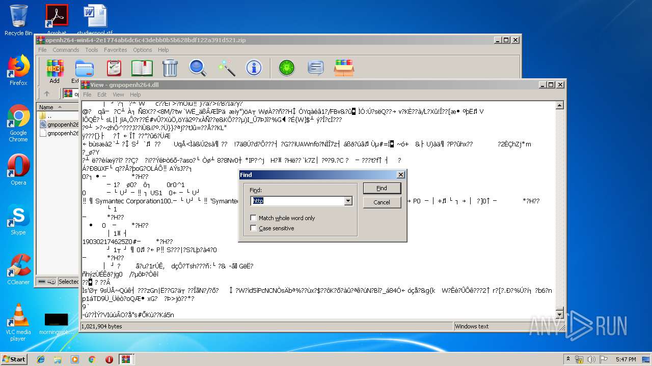 Http Ciscobinary Openh264 Org Openh264 Win64 2e1774ab6dc6c43debb0b5b628bdf122a391d521 Zip Any Run Free Malware Sandbox Online