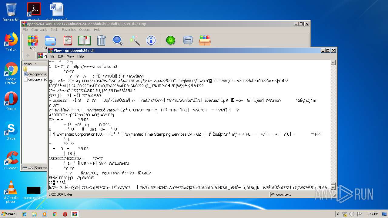 Http Ciscobinary Openh264 Org Openh264 Win64 2e1774ab6dc6c43debb0b5b628bdf122a391d521 Zip Any Run Free Malware Sandbox Online