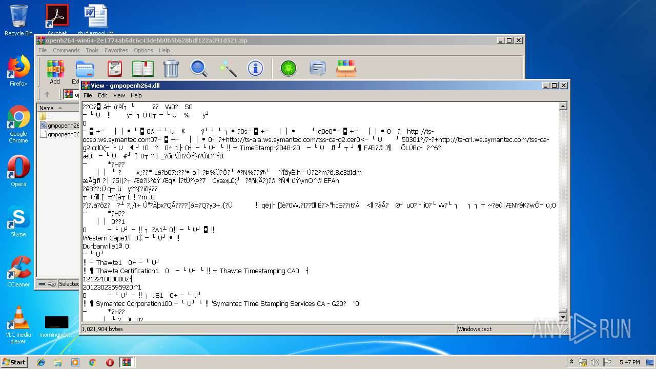 Http Ciscobinary Openh264 Org Openh264 Win64 2e1774ab6dc6c43debb0b5b628bdf122a391d521 Zip Any Run Free Malware Sandbox Online