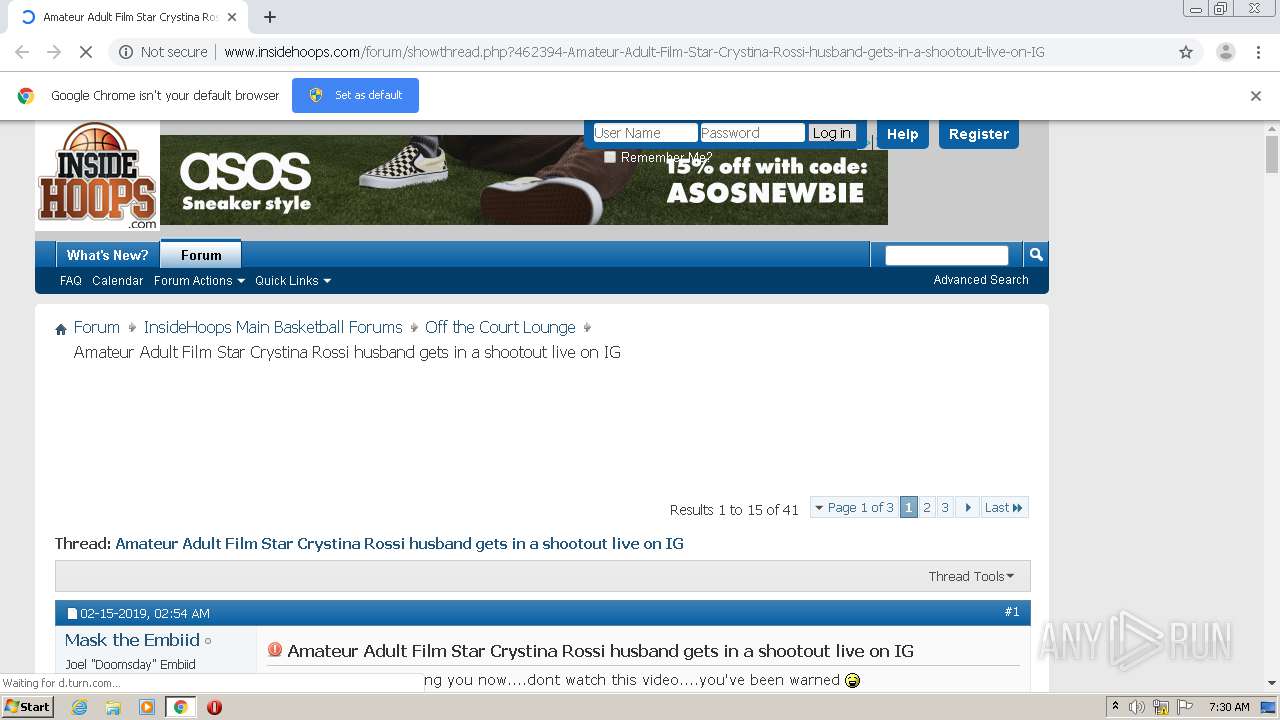 Malware analysis  http://www.insidehoops.com/forum/showthread.php?462394-Amateur-Adult-Film-Star- Crystina-Rossi-husband-gets-in-a-shootout-live-on-IG Malicious activity |  ANY.RUN - Malware Sandbox Online
