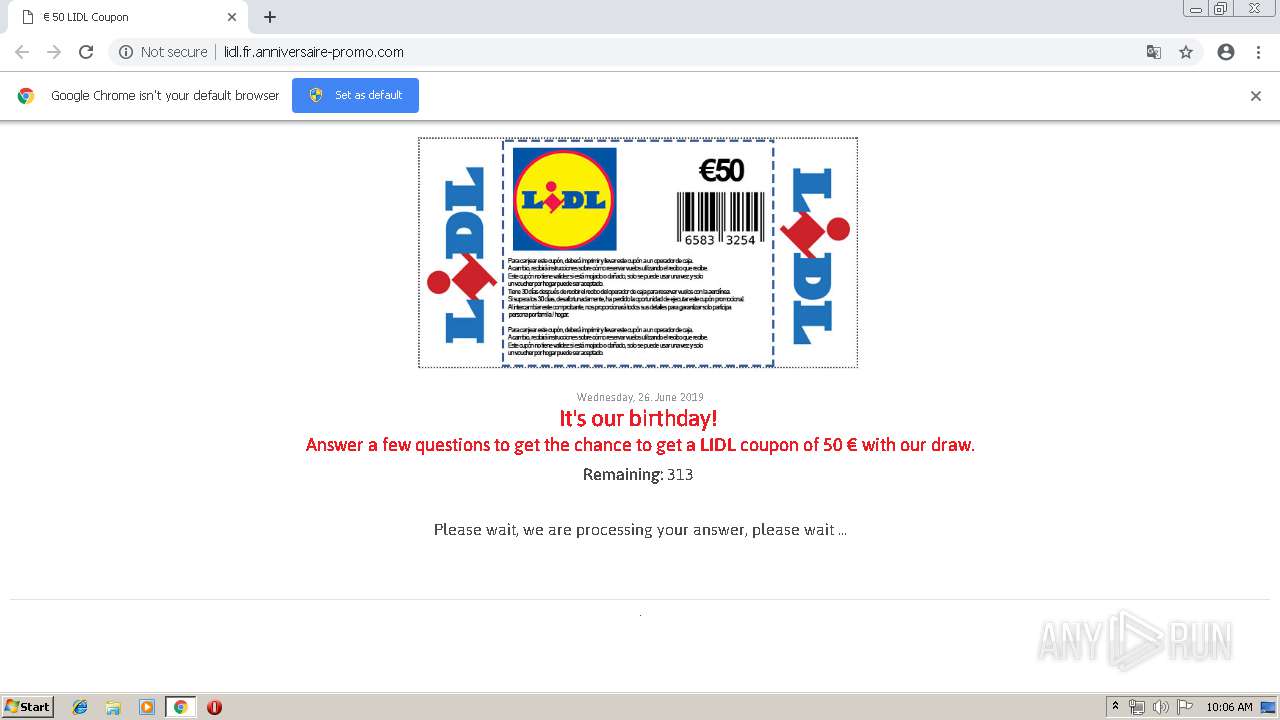 Http Lidl Fr Anniversaire Promo Com Interactive Analysis Any Run