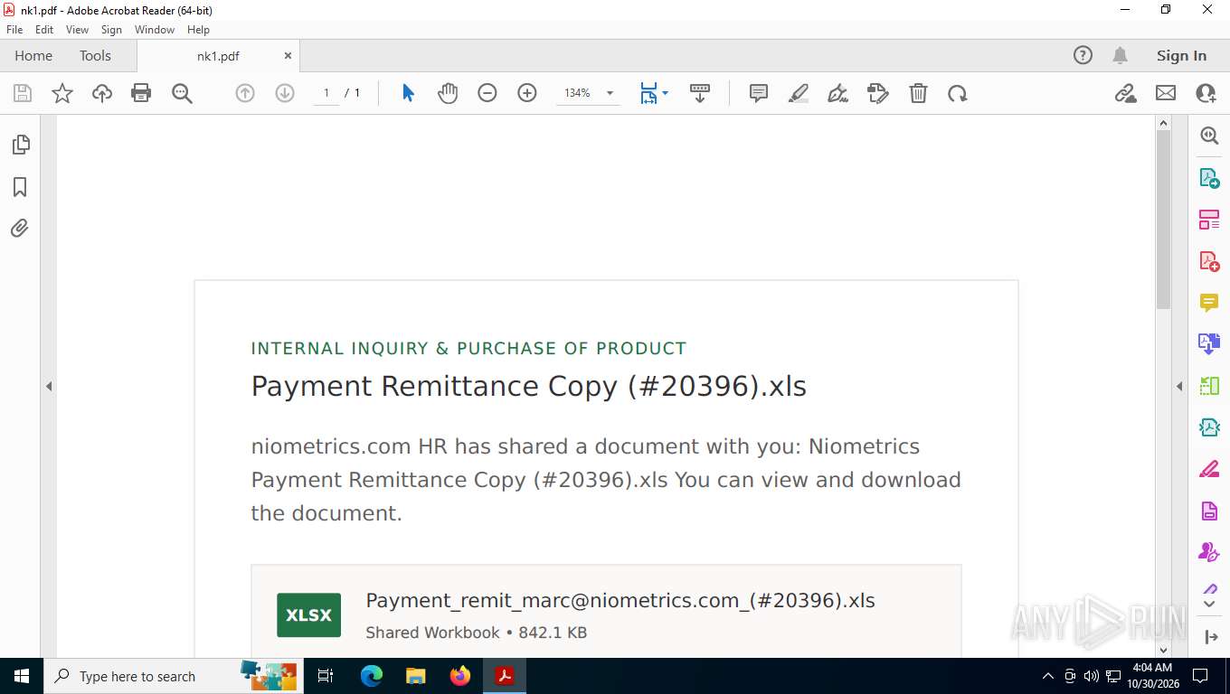 Acrobat Portable Malware analysis nk1.pdf Malicious activity | ANY.RUN - Malware Sandbox ...