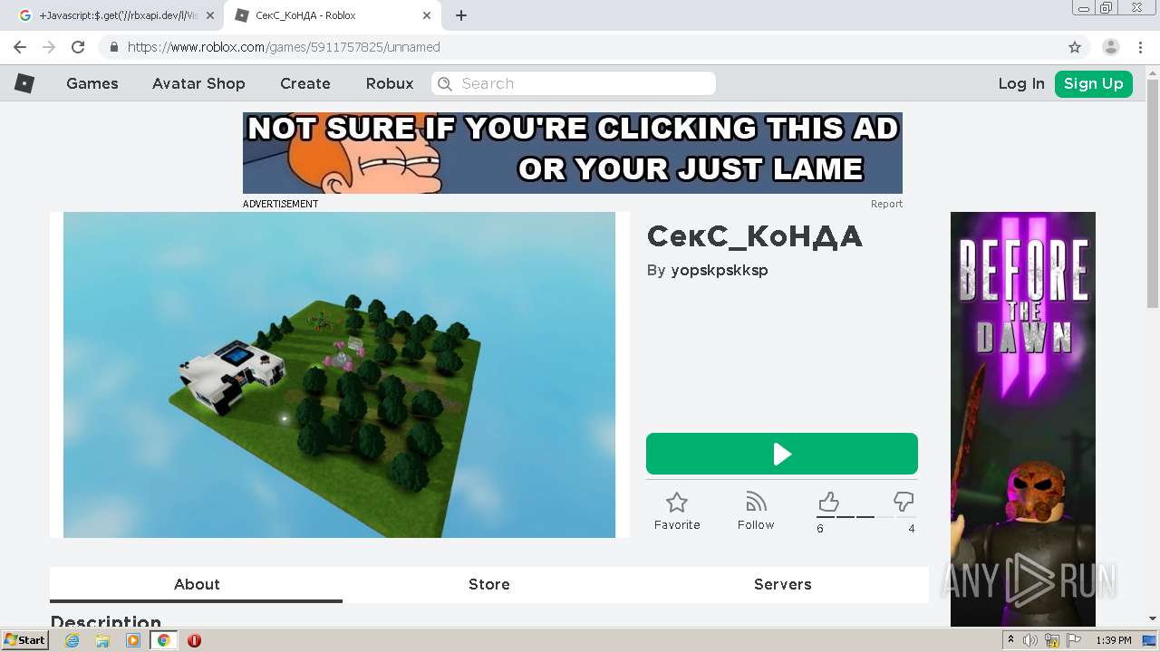 Malware analysis https://www.roblox.com/games/4850718823/Skate-Park-CRATES  Malicious activity | ANY.RUN - Malware Sandbox Online