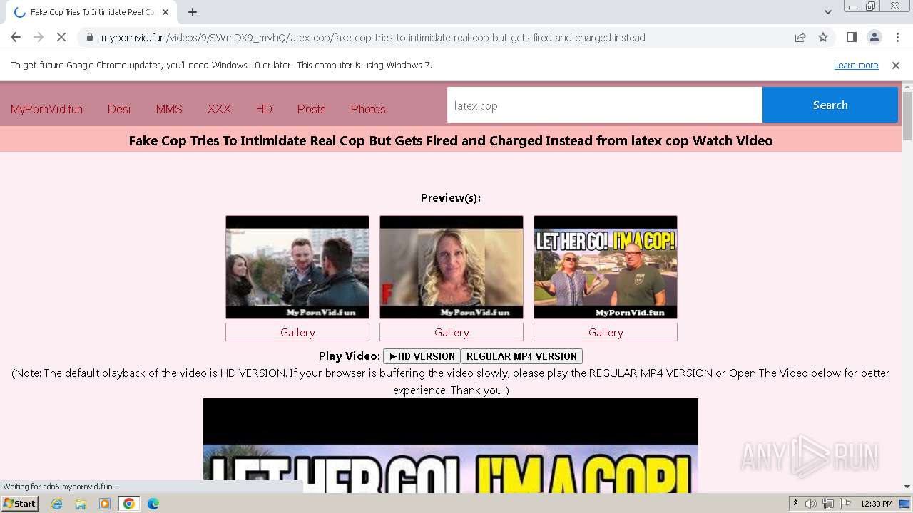 Malware analysis  mypornvid.funvideos12ZUUfY2jHpRAlatex-copwhen-suspects-try-to-flirt-with-cops  Malicious activity | ANY.RUN - Malware Sandbox Online