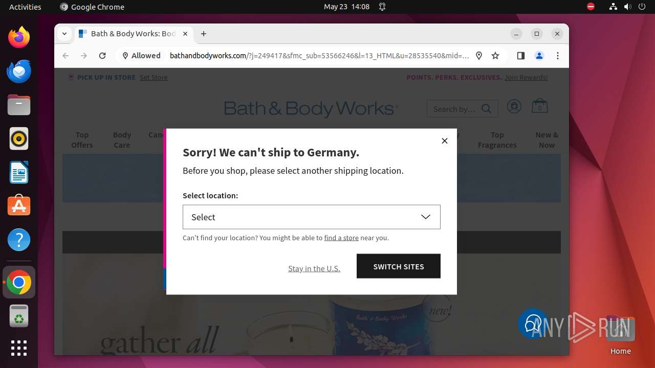 Malware analysis https click.e2.bathandbodyworks u qs 99de9a280bcb01da18379eaa14ae9152ae5472d0c82f9ab2f3f856302962209cfcf818d9f31b6ba5f54916d101dacd9d313fa283ef8f56fa662b9fe250ac7438 Malicious act...