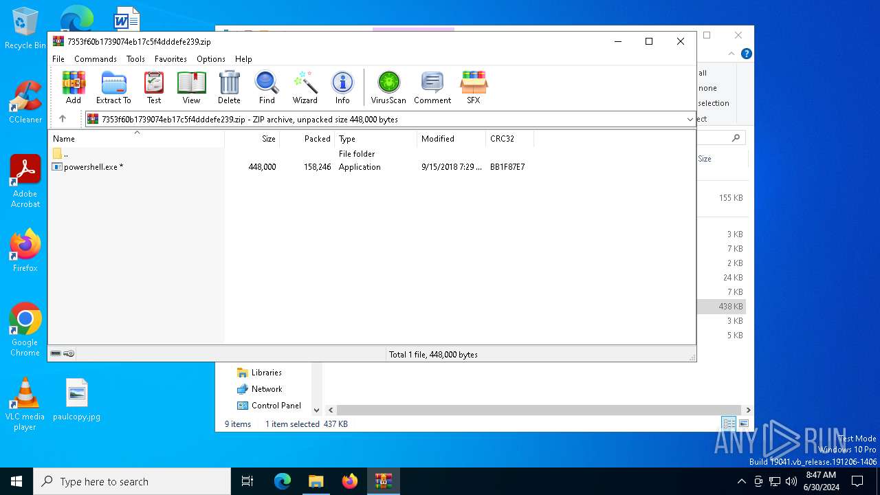 Malware analysis /7353f60b1739074eb17c5f4dddefe239.zip Malicious