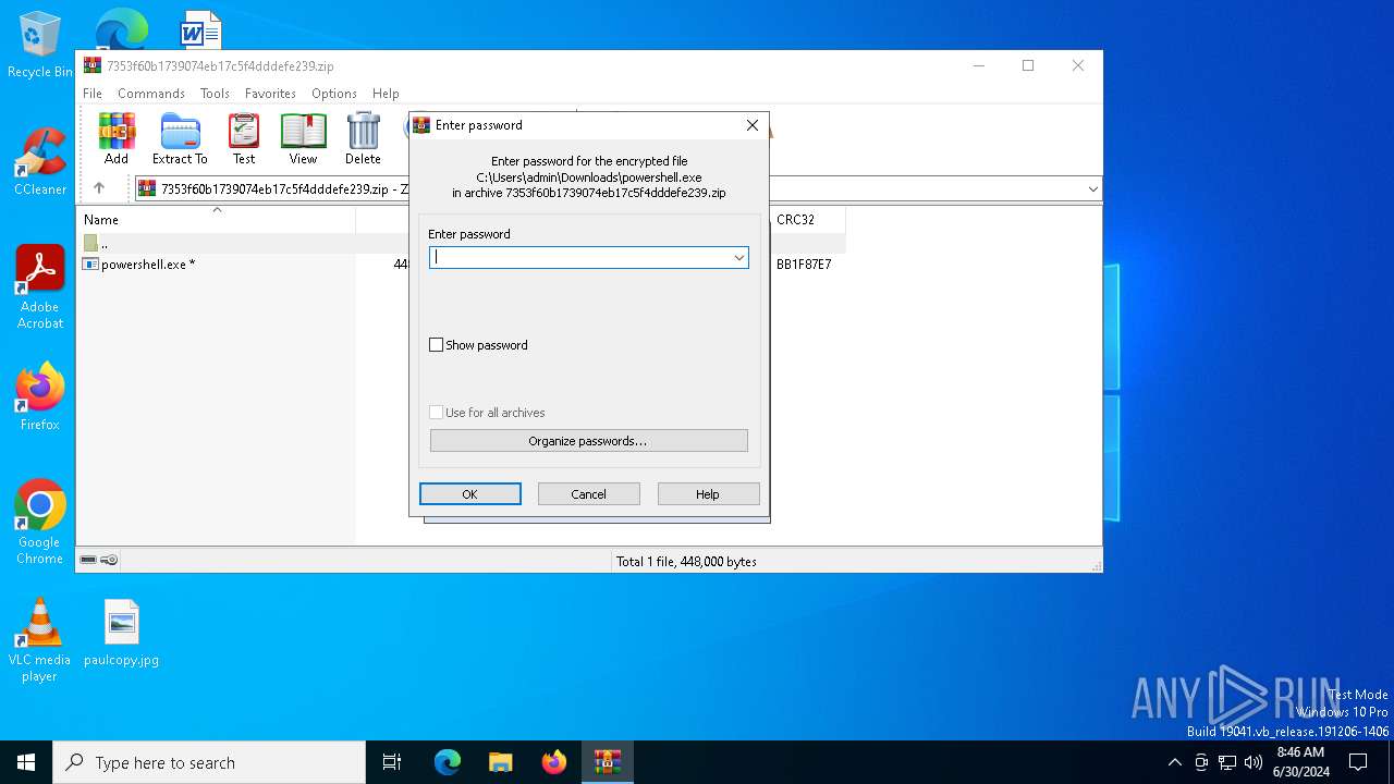 Malware analysis /7353f60b1739074eb17c5f4dddefe239.zip Malicious