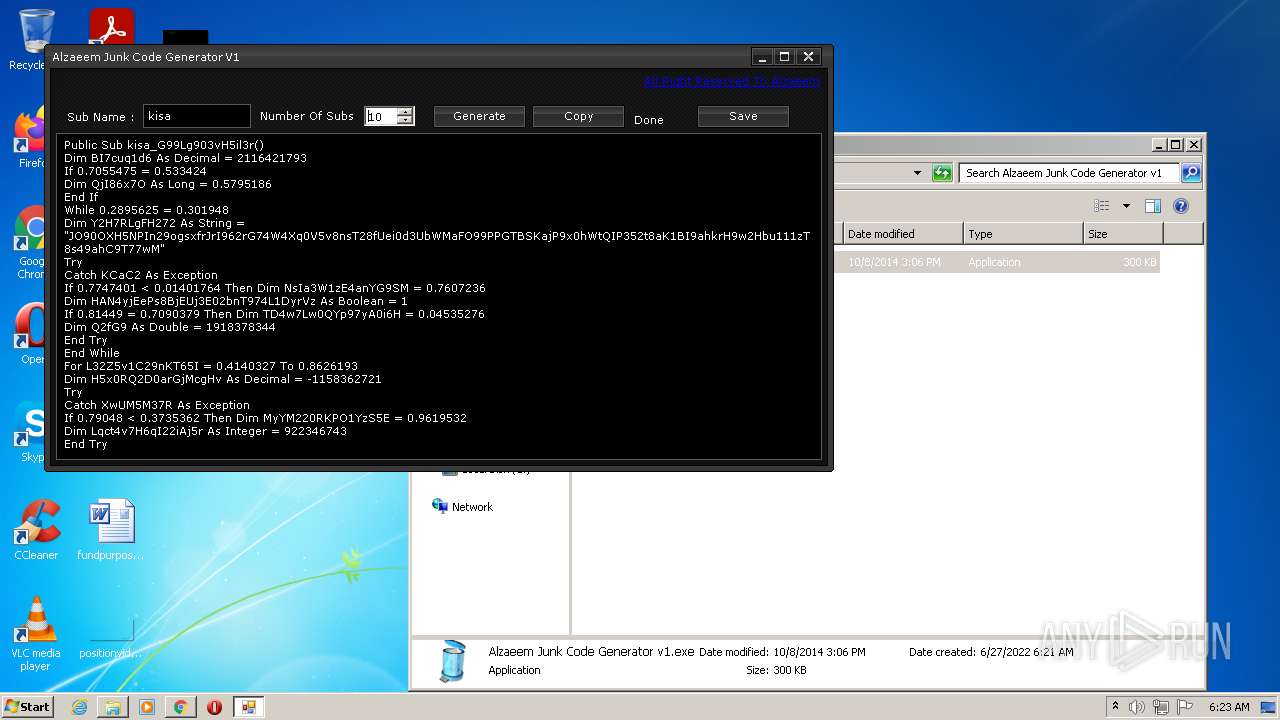 Malware analysis Alzaeem Junk Code Generator v1.rar Malicious activity ...