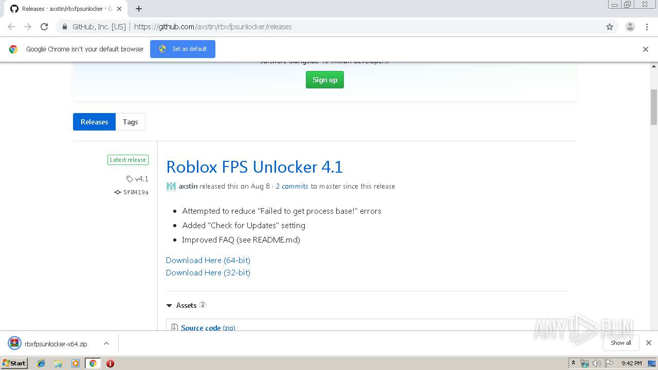 Https Github Com Axstin Rbxfpsunlocker Releases Any Run Free Malware Sandbox Online