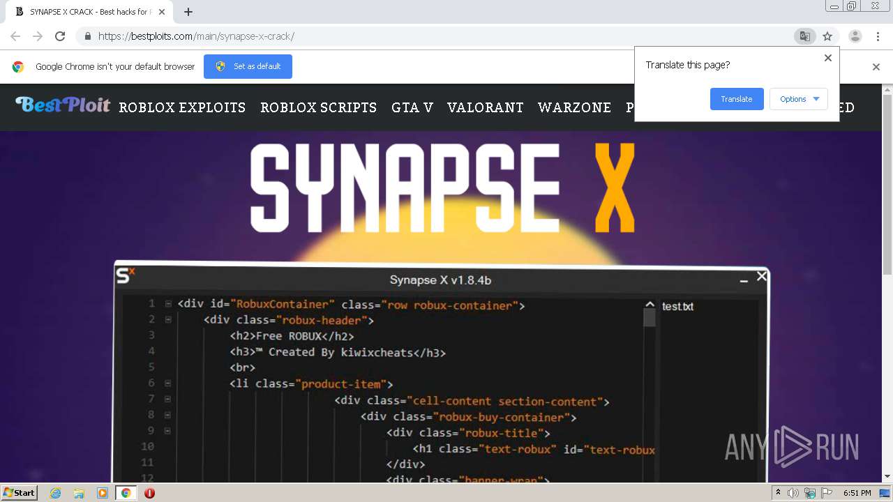 Https Bestploits Com Synapse X Crack Any Run Free Malware Sandbox Online - roblox exploits synapse