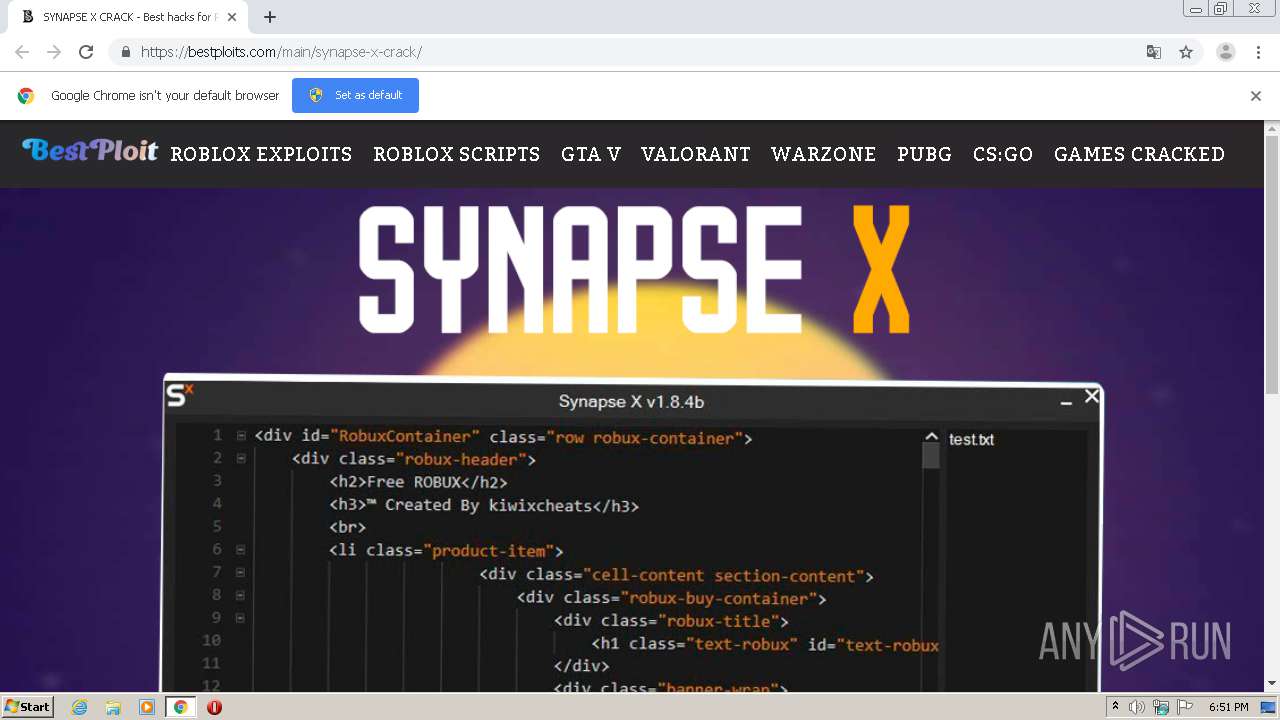 Https Bestploits Com Synapse X Crack Any Run Free Malware Sandbox Online - synapse ip whitelist roblox