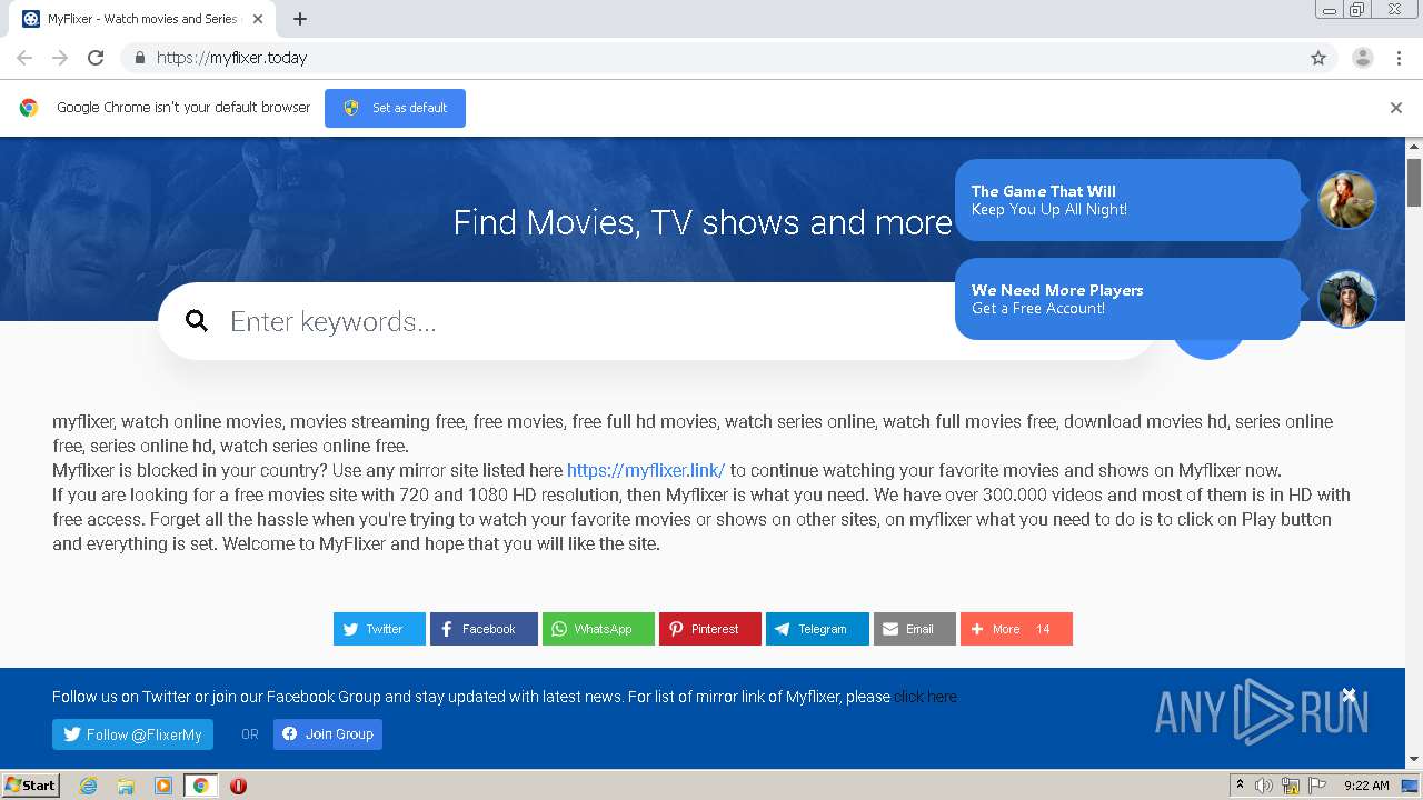 Malware analysis https://myflixer.today Malicious activity | ANY.RUN -  Malware Sandbox Online