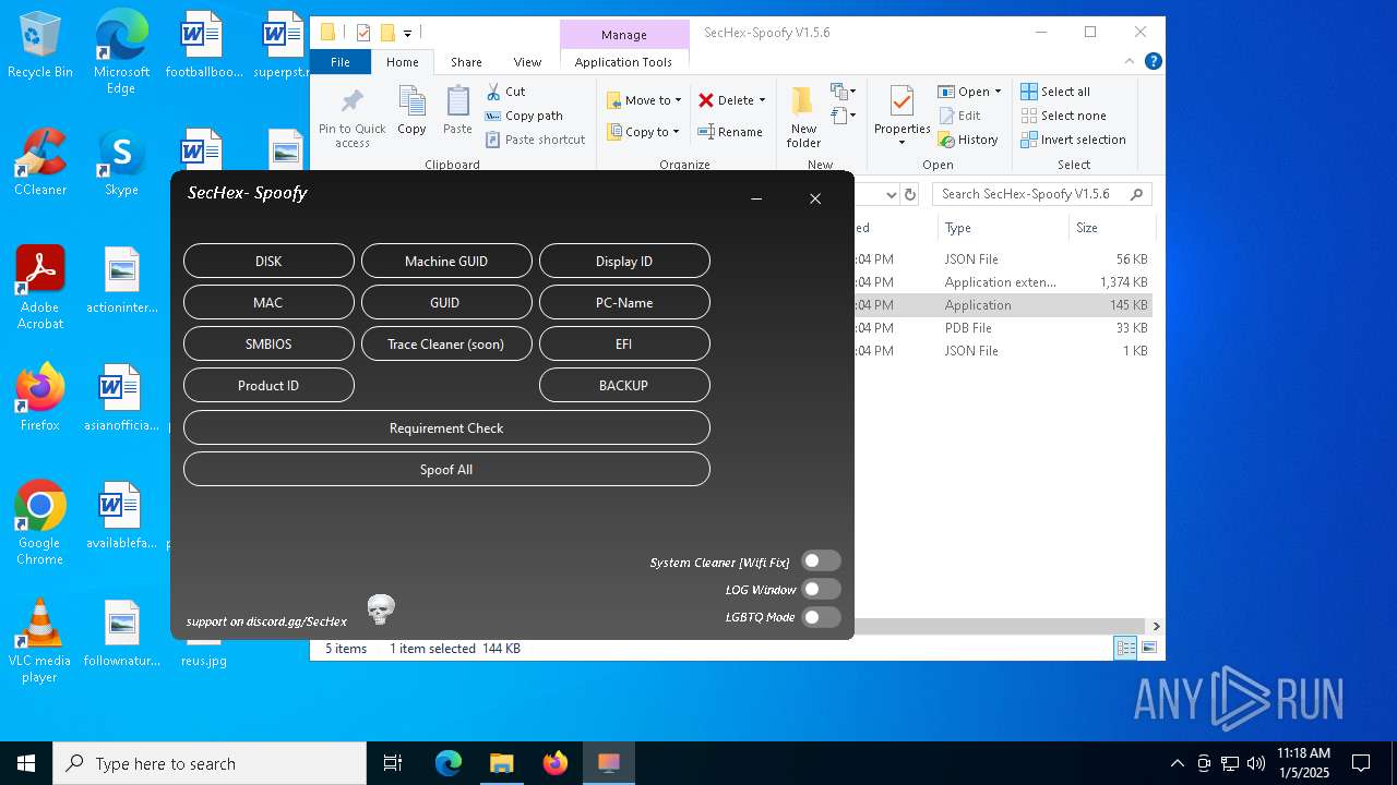 Sechex Malware analysis /SecHex/SecHex-Spoofy/releases/download/V1.5.8-23.02. ...