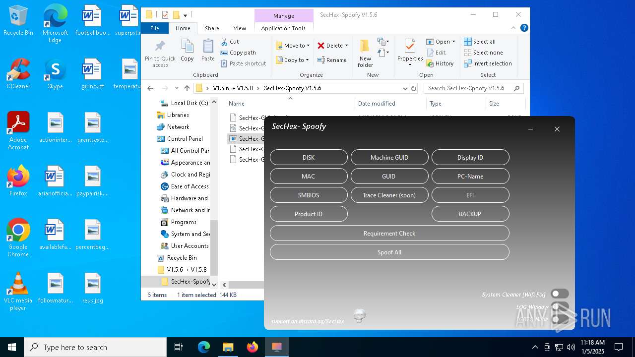 Sechex Malware analysis /SecHex/SecHex-Spoofy/releases/download/V1.5.8-23.02. ...