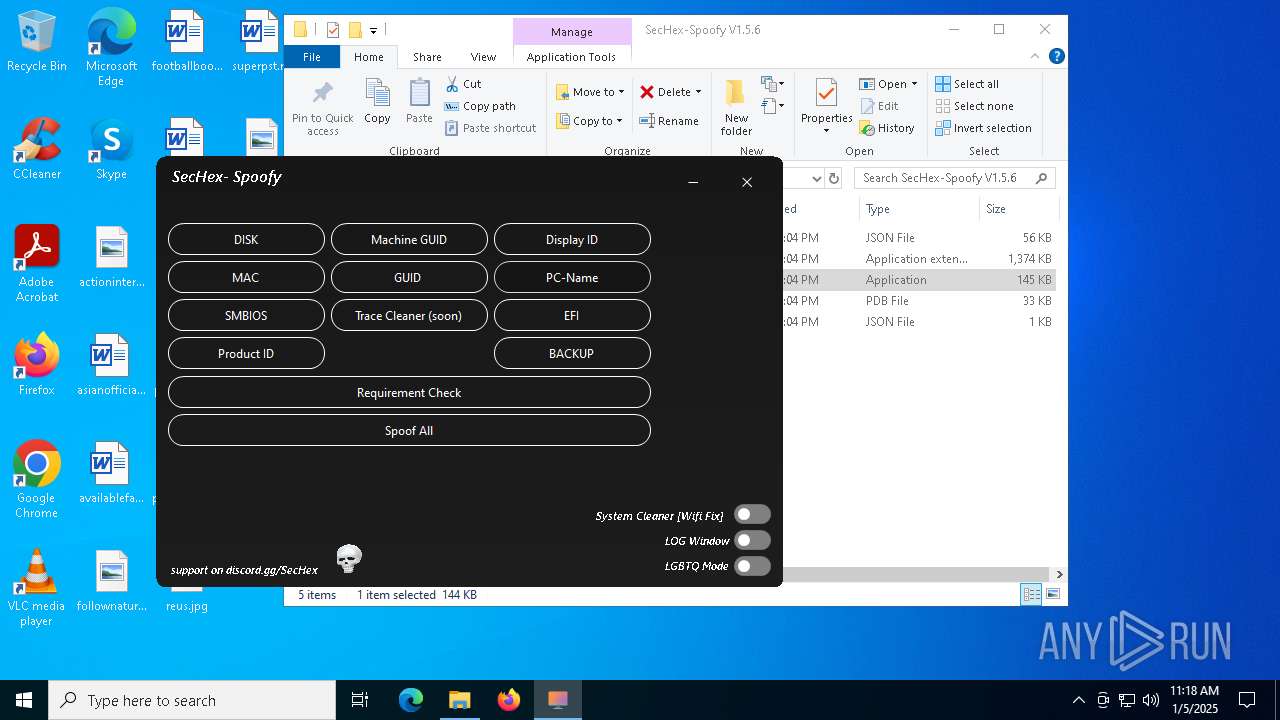 Sechex Spoofy Malware analysis /SecHex/SecHex-Spoofy/releases/download/V1.5.8-23.02. ...