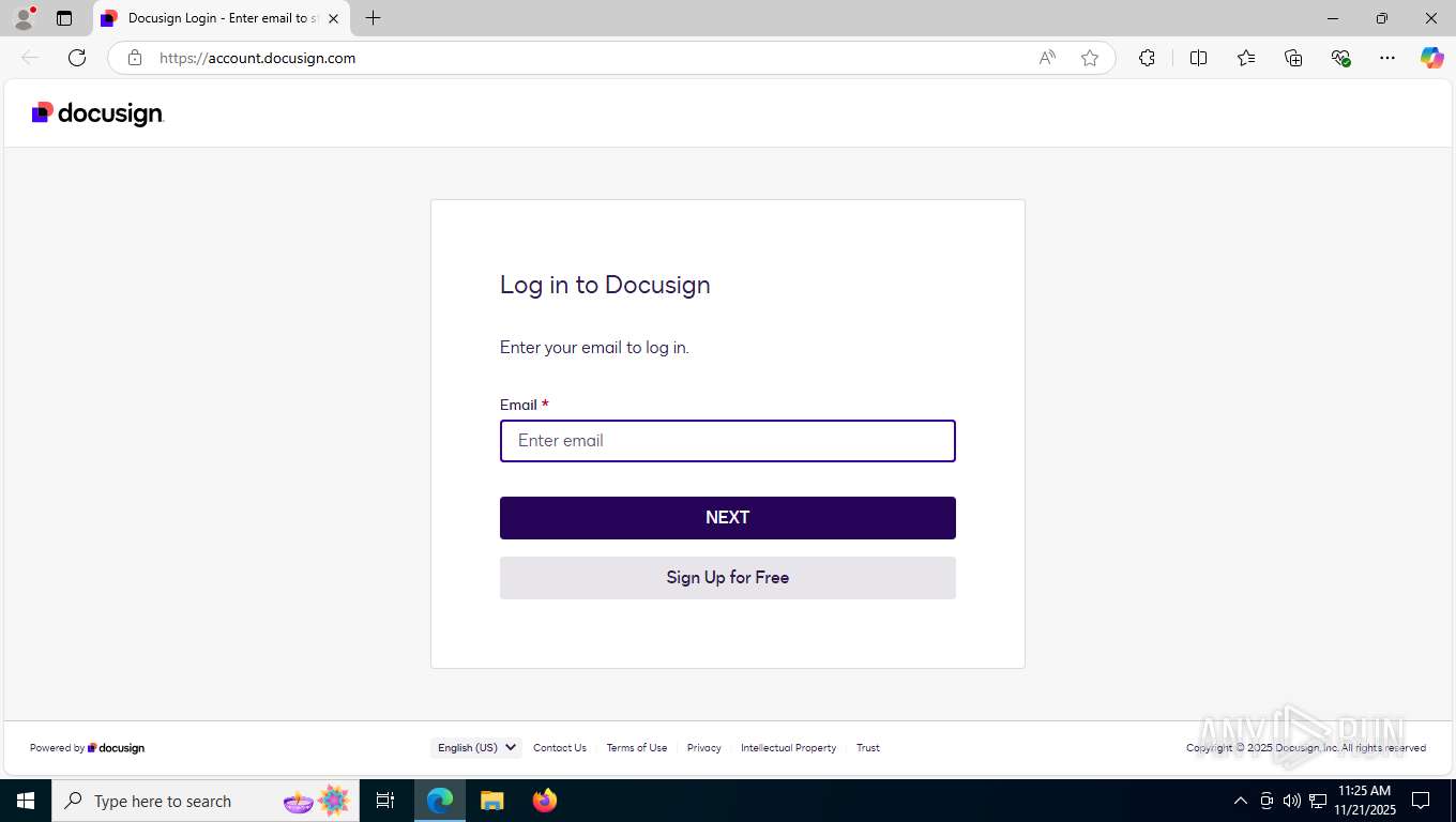Malware analysis https://account.docusign.com/ Malicious activity | ANY ...