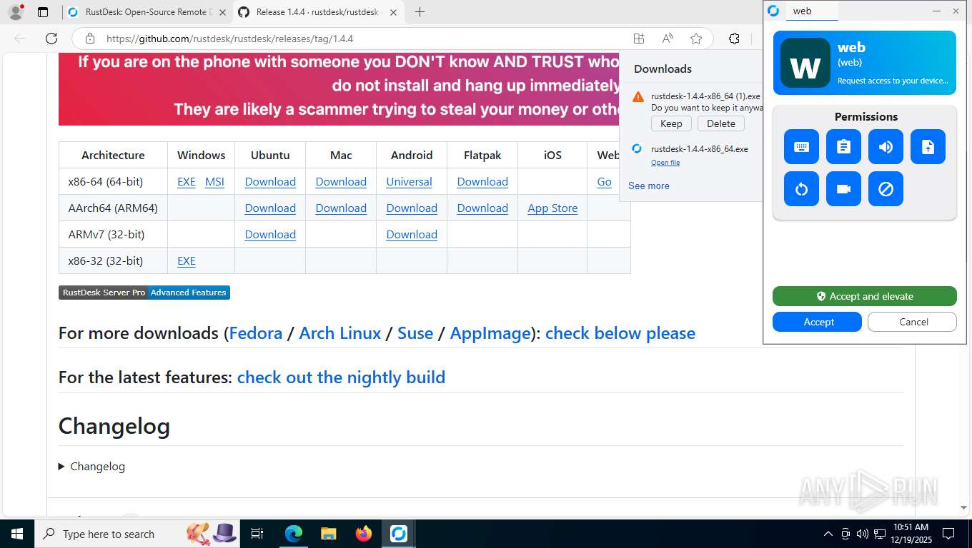 Malware analysis https://rustdesk.com/ Malicious activity | ANY.RUN ...