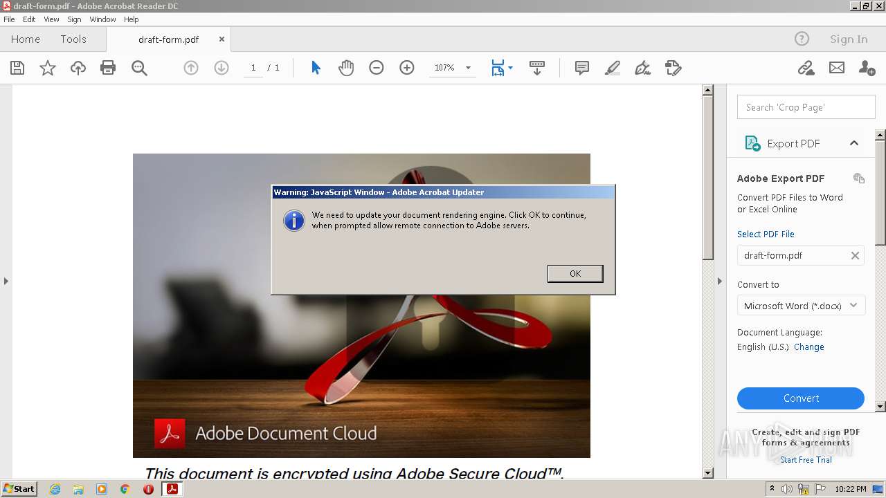 Malware analysis draft-form.pdf Malicious activity | ANY.RUN - Malware ...