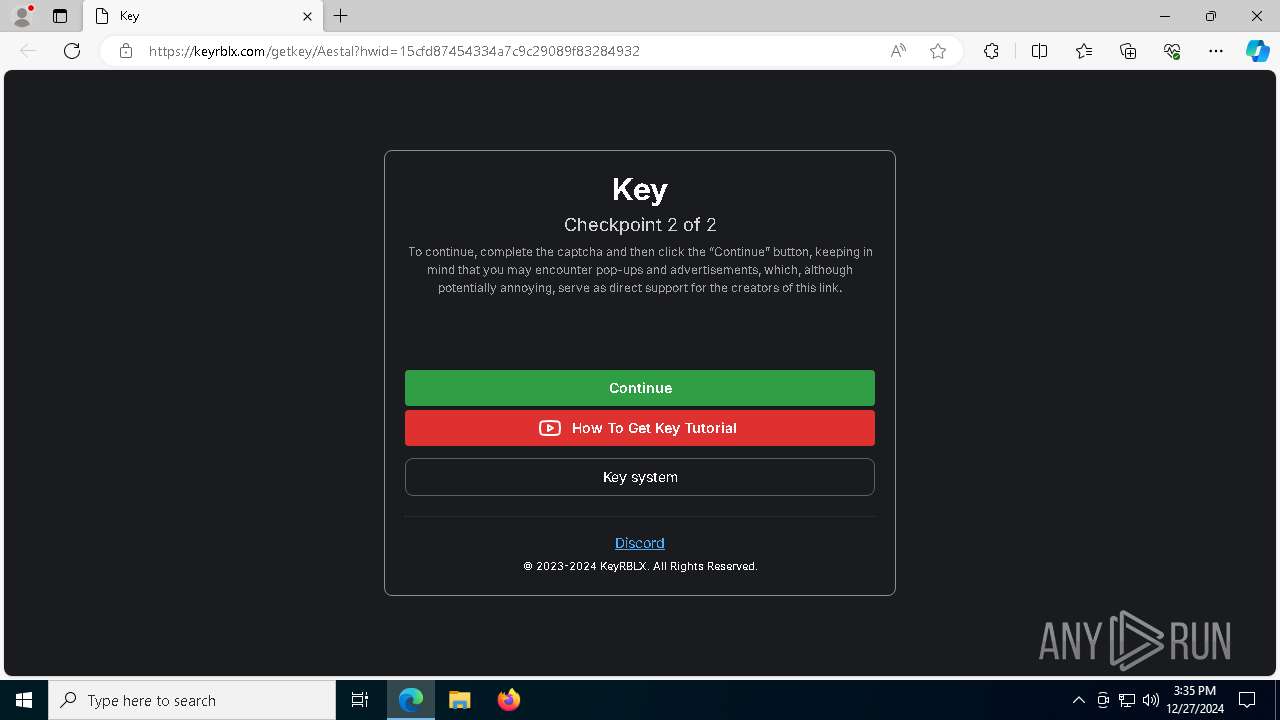 Malware analysis https://keyrblx.com/getkey/Aestal?hwid ...