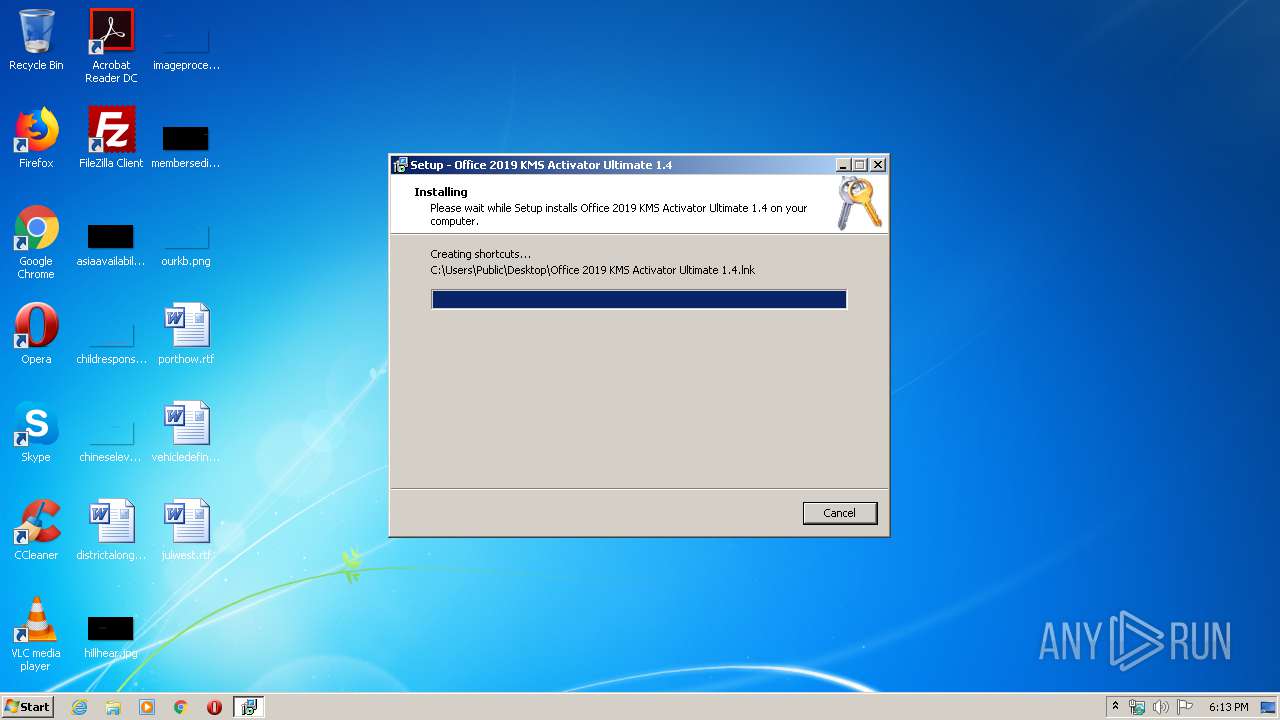 Malware analysis Office 2019 KMS Activator Ultimate 1.4 Setup.exe Malicious  activity | ANY.RUN - Malware Sandbox Online