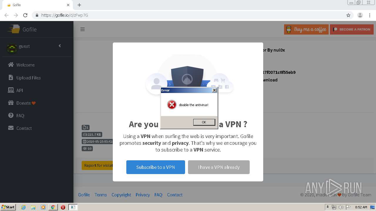 Gofile Io D Zfwp7g Any Run Free Malware Sandbox Online
