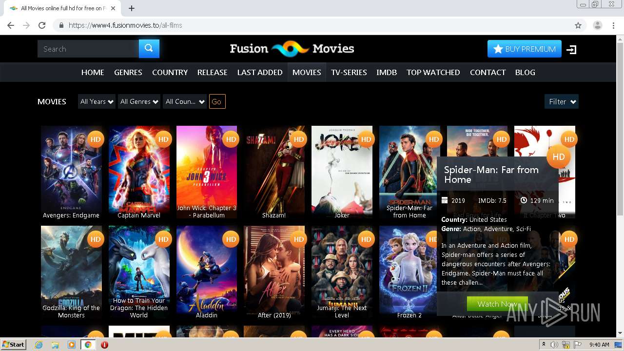 Malware analysis https//www.fusionmovies.to Suspicious activity ANY