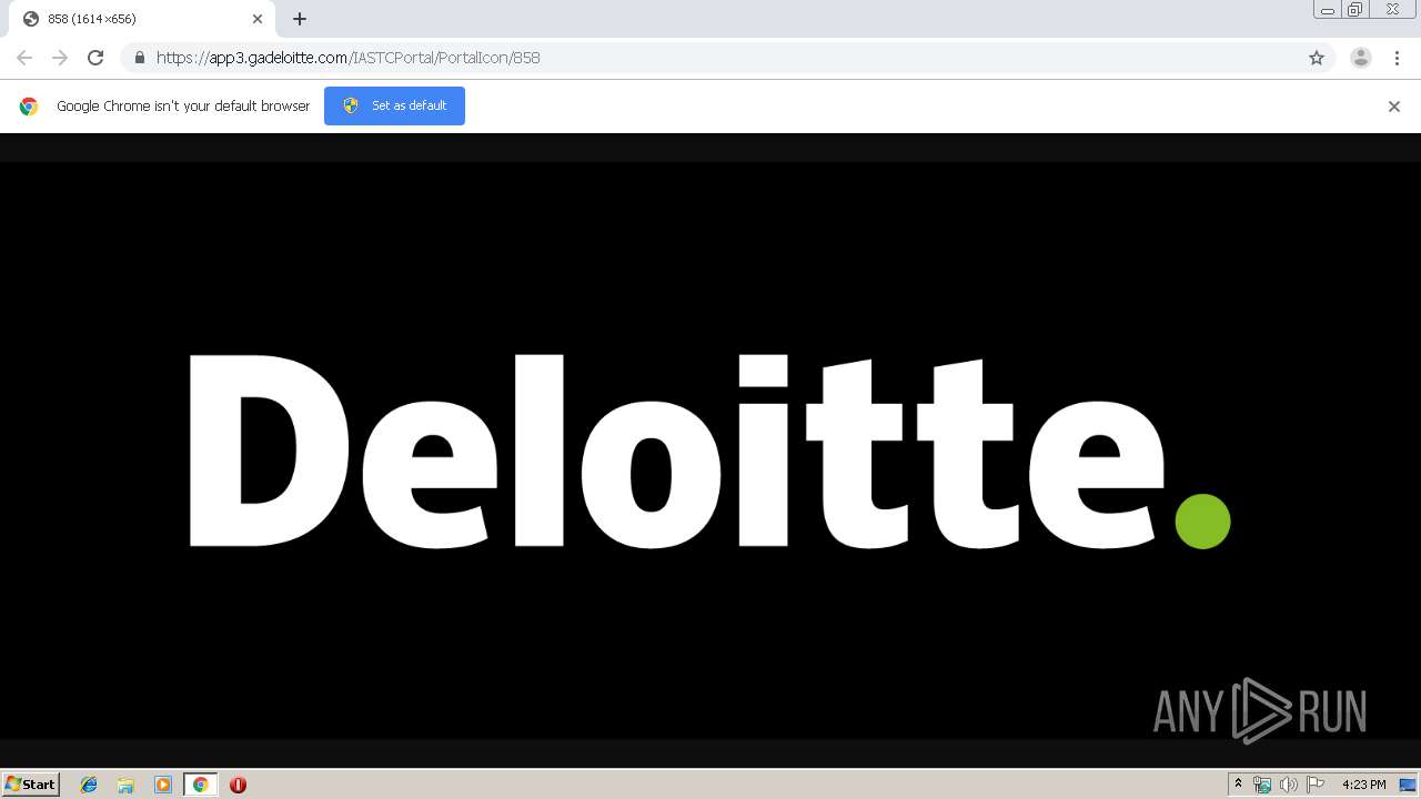 Malware analysis app3.gadeloitte.comIASTCPortalPortalIcon858 No  threats detected | ANY.RUN - Malware Sandbox Online