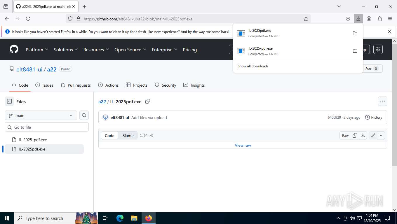Malware analysis https://github.com/elt8481-ui/a22 Malicious activity ...