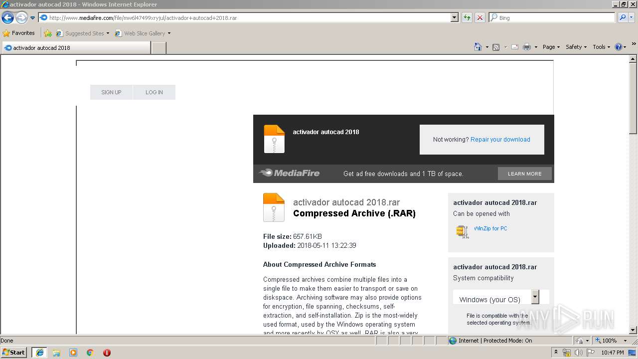 Http Download25 Mediafire Com J8iefpg6b6gg Mw6lxryjul Activador Autocad 18 Rar Any Run Free Malware Sandbox Online