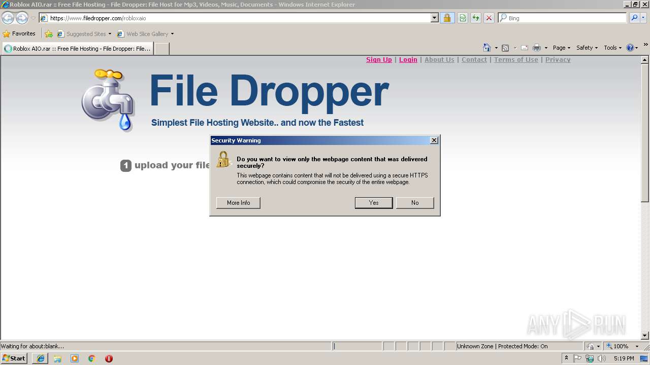 Https Www Filedropper Com Robloxaio Any Run Free Malware