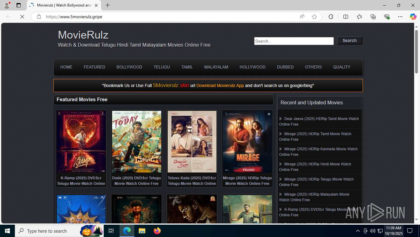 Malware analysis https//www.5movierulz.gripe/ Malicious activity ANY
