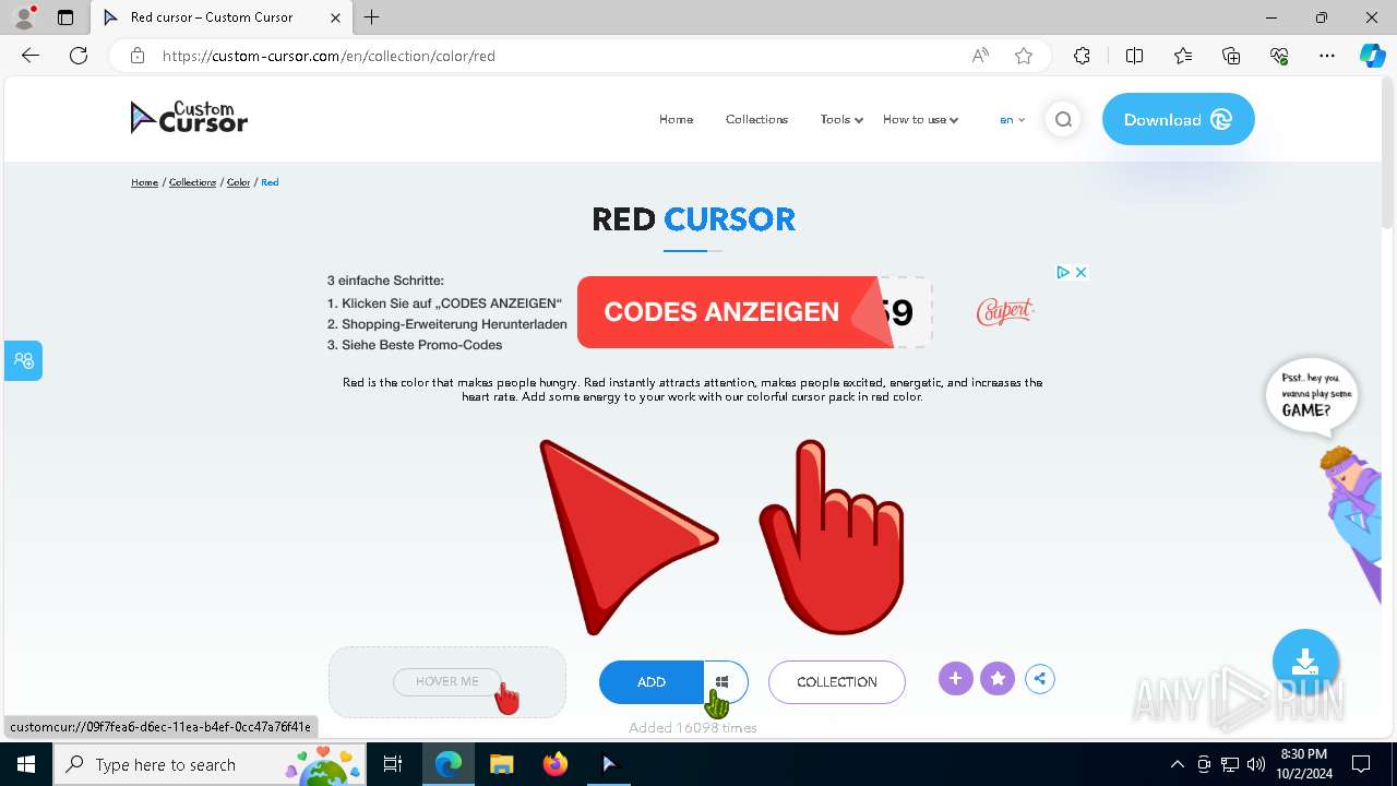 Malware analysis CustomCursor.exe Malicious activity | ANY.RUN ...