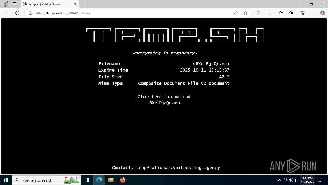 Malware analysis http://temp.sh/RJJgI/s8XrlPjaQr.msi Malicious activity ...
