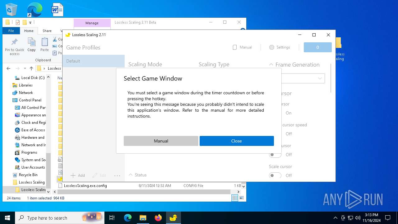 Malware analysis Lossless Scaling 2.11 BETA.rar Malicious activity ...