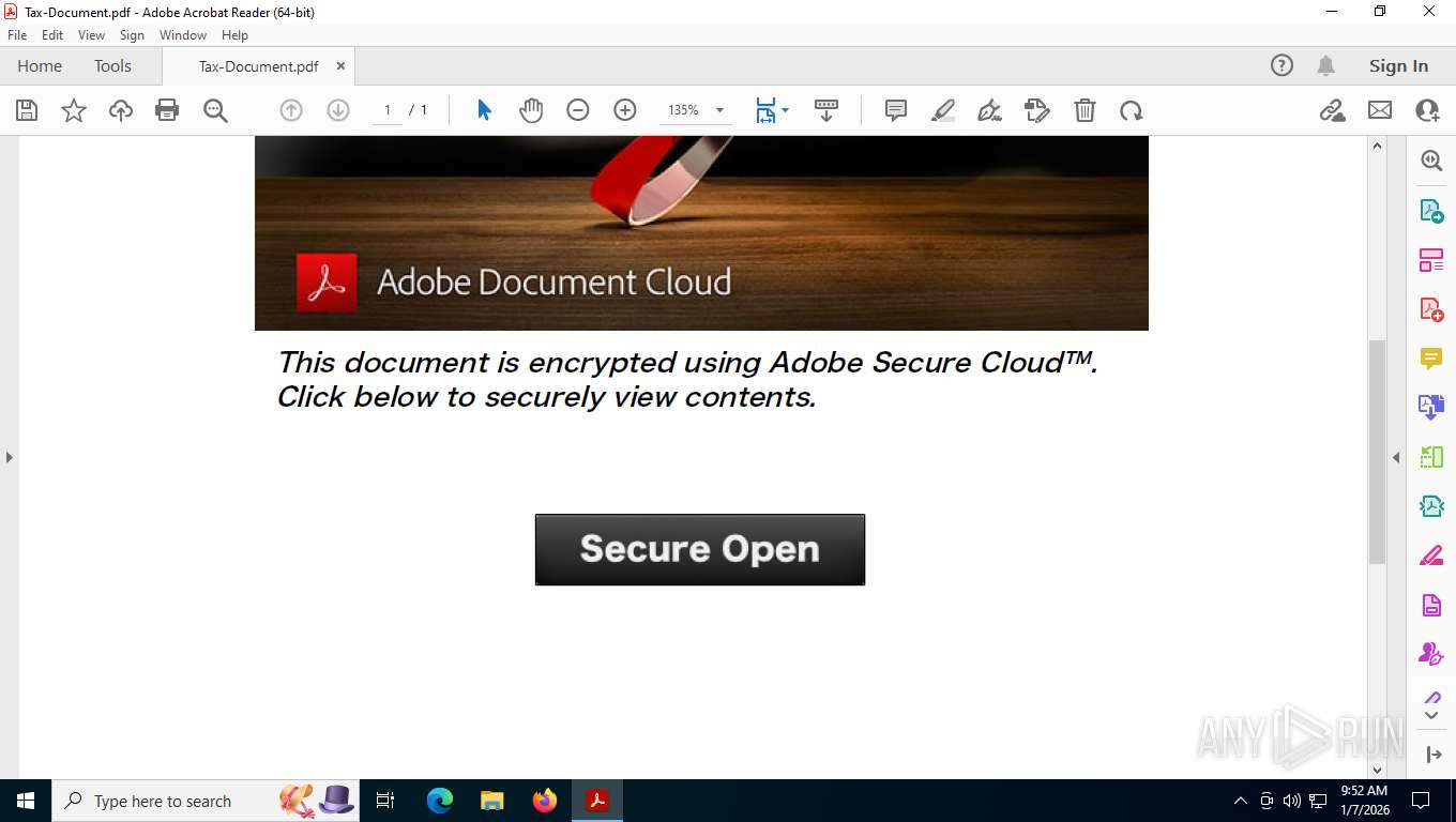 Malware analysis Tax-Document.pdf Malicious activity | ANY.RUN ...