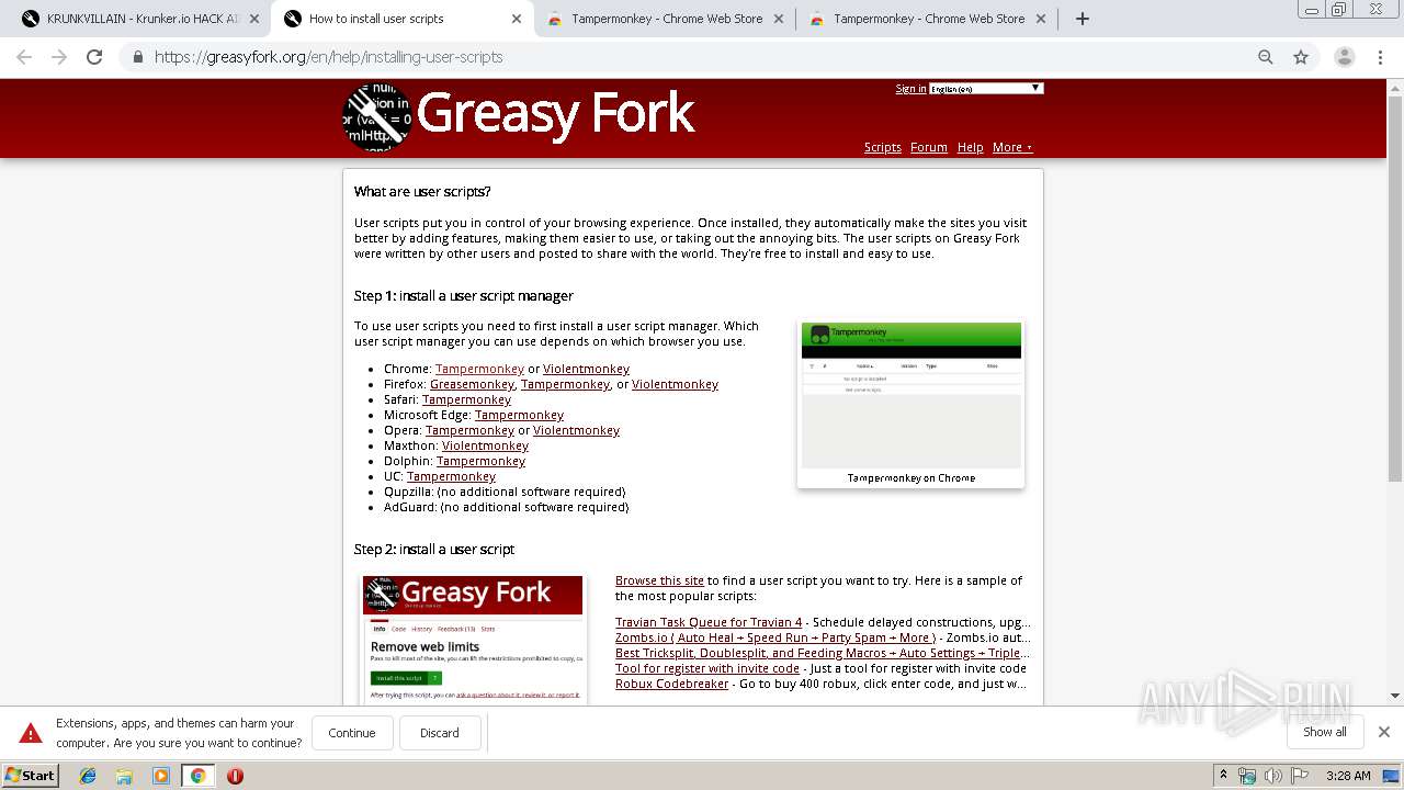 Https Greasyfork Org En Scripts 382274 Krunkvillain Krunker Io Hack Aimbot Esp Bhop Any Run Free Malware Sandbox Online