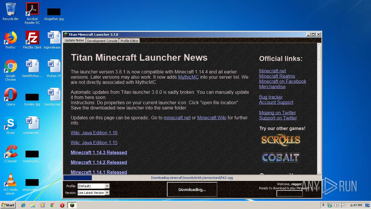 how to update titan minecraft launcher to 1.14