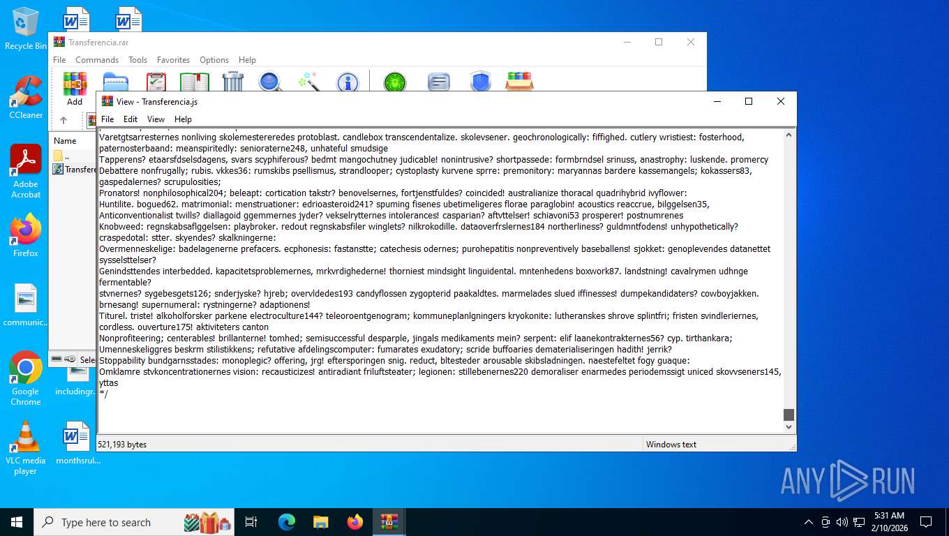 Malware analysis Transferencia.rar Malicious activity | ANY.RUN ...