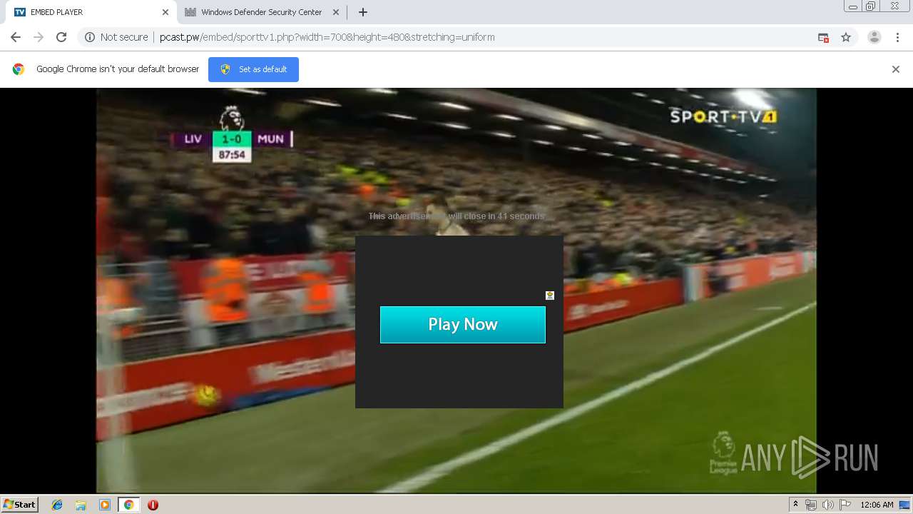 Http Pcast Pw Embed Sporttv1 Php Width 700 Height 480 Stretching Uniform Any Run Free Malware Sandbox Online