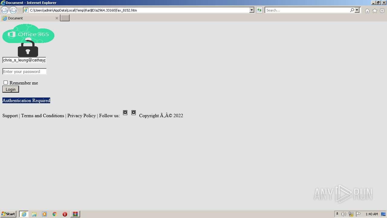 Malware analysis Fax_zipped.zip Malicious activity ANY.RUN Malware