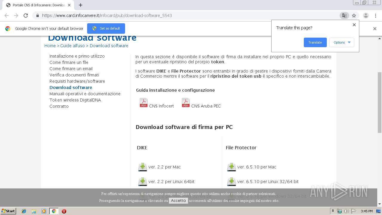 Portale CNS di Infocamere: Requisiti hardware/software