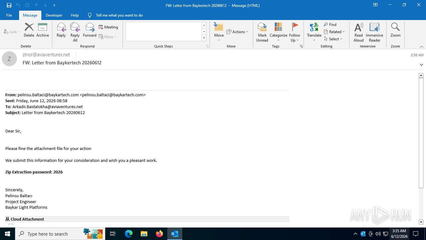 Malware analysis fw_-letter-from-baykertech-20260612.eml Malicious ...