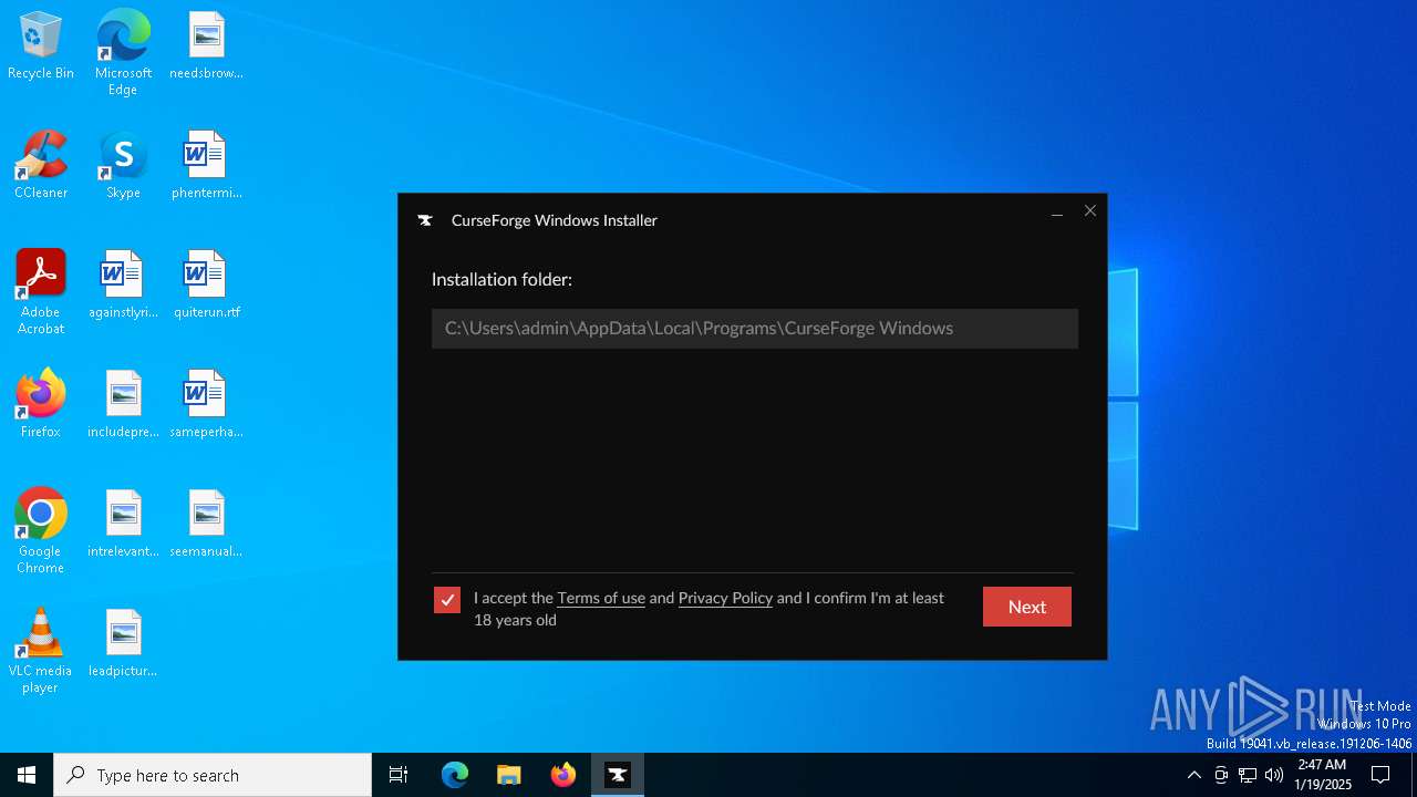 Malware analysis CurseForge Windows - Installer.exe Malicious activity ...