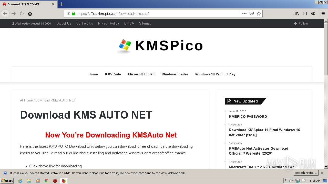 Malware analysis https://official-kmspico.com/download-kmsauto/ Malicious  activity | ANY.RUN - Malware Sandbox Online