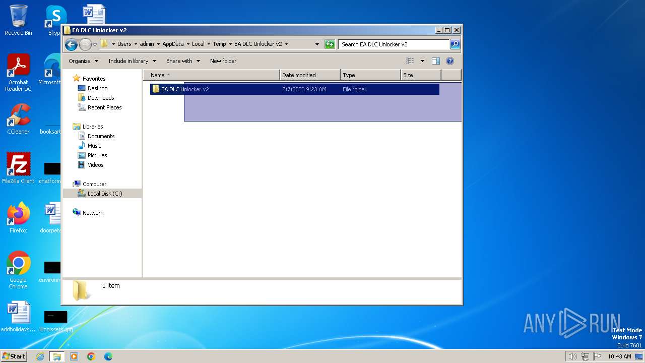 Malware analysis EA DLC Unlocker v2.7z Malicious activity ANY.RUN Malware Sandbox Online