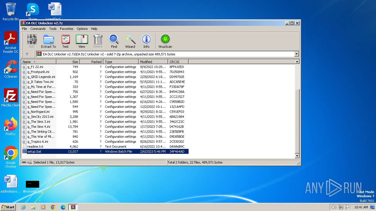 Malware analysis EA DLC Unlocker v2.7z Malicious activity ANY.RUN Malware Sandbox Online