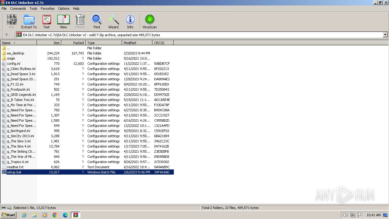 Malware analysis EA DLC Unlocker v2.7z Malicious activity ANY.RUN Malware Sandbox Online