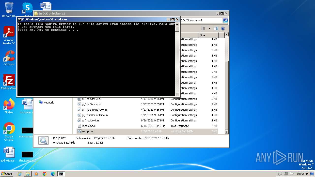 Malware analysis EA DLC Unlocker v2.7z Malicious activity ANY.RUN Malware Sandbox Online